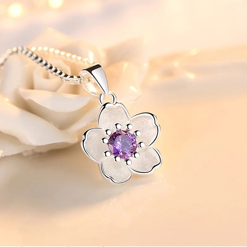 Pink Purple Peach Blossom Necklaces