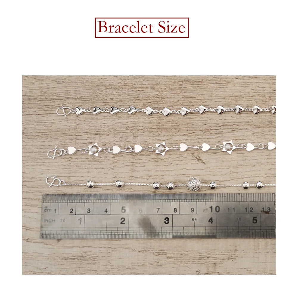 925 Sterling Silver Lucky Bead Charm Bracelet