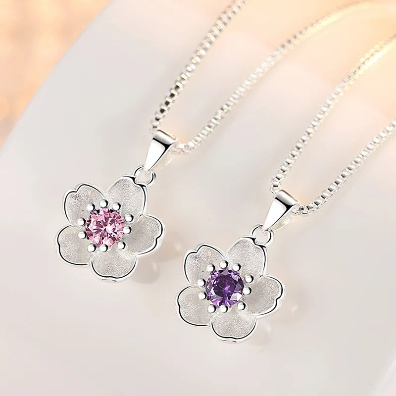 Pink Purple Peach Blossom Necklaces