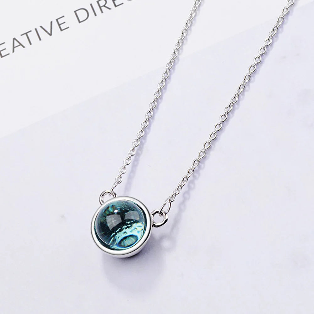 Silver Round Crystal Bear Pendants Necklaces