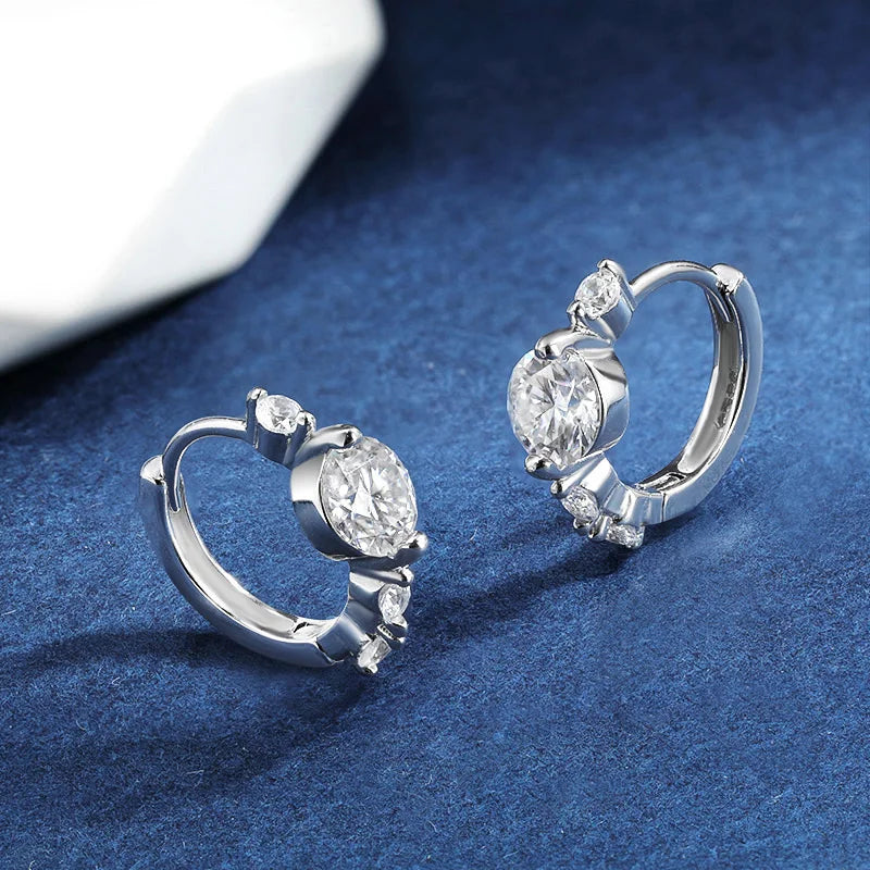 TBCYD 1CT D VVS1 Moissanite Hoop Earrings For Women Sparkling Diamond GRA Certified Original S925 Silver Ear Buckle Jewelry Gift